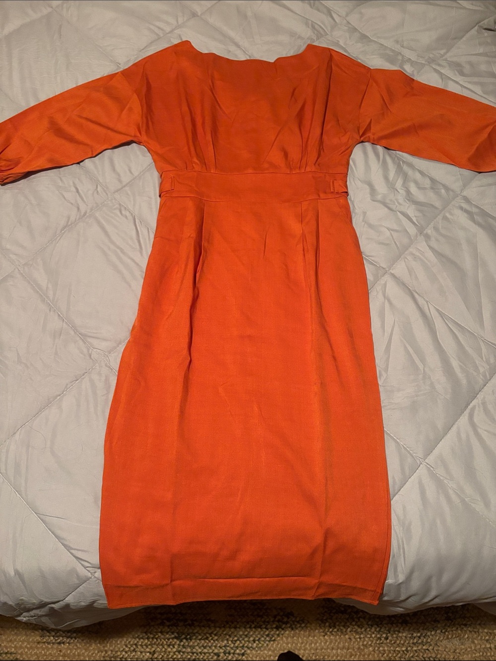 A Classy Chic Boutique Vibrant Orange Midi Dress